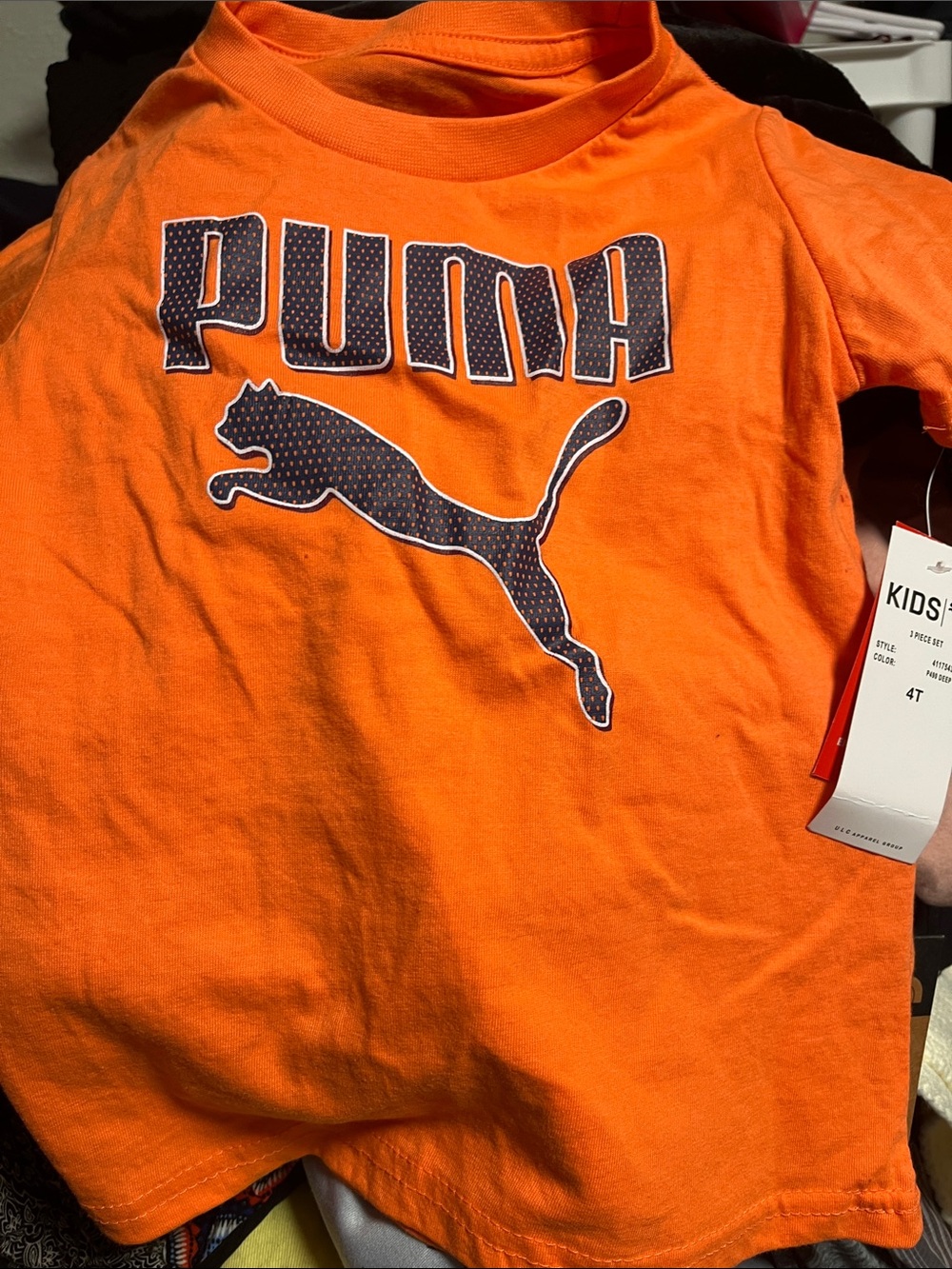Puma Navy & Orange Kids Hooded Tracksuit - Picture 7 of 8